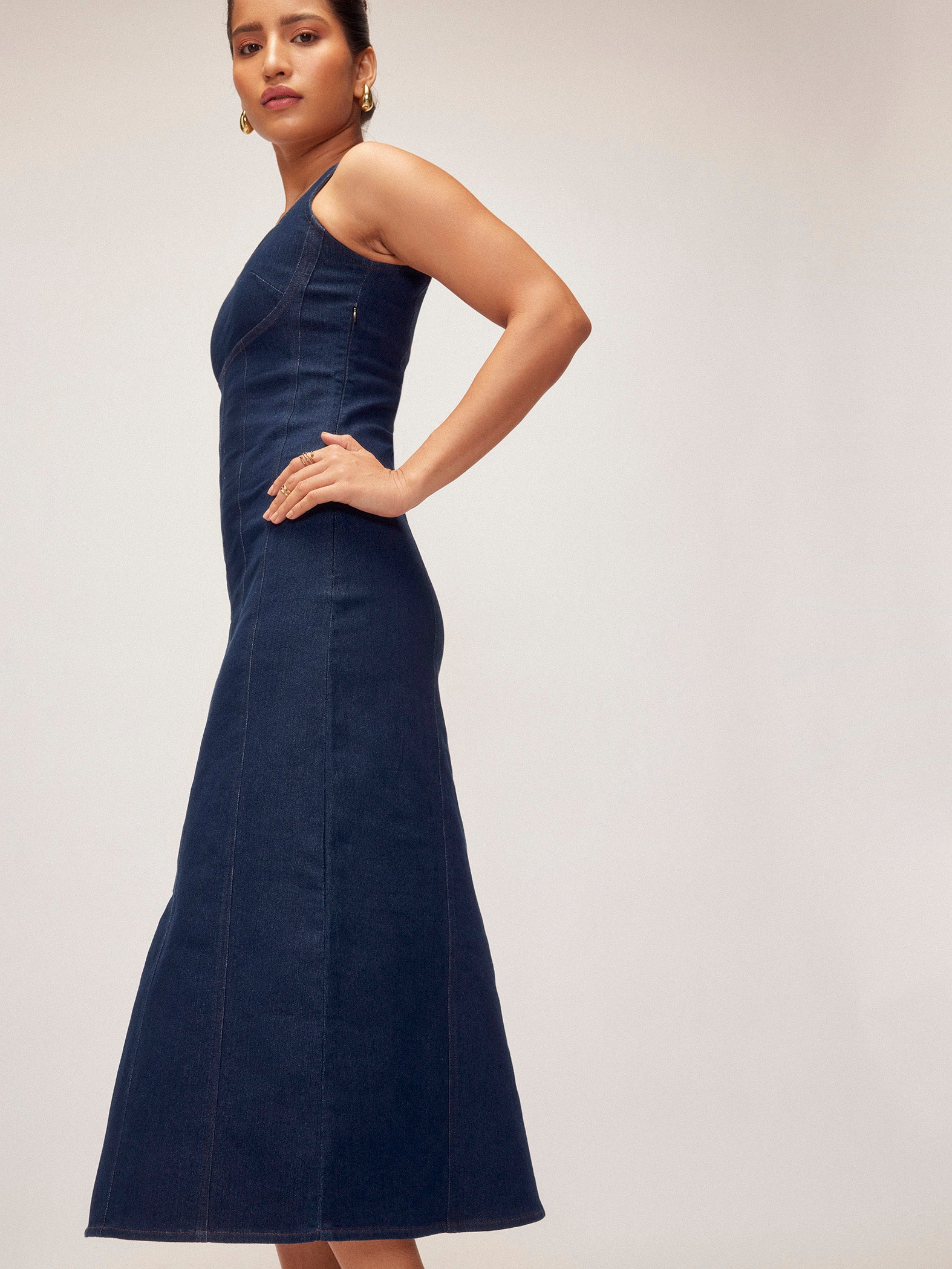 Women's Denim Front Slit Dress
