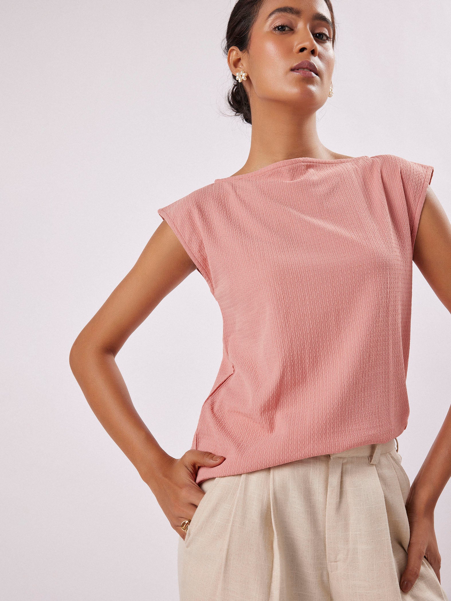 Women's Blush Boat Neck Top