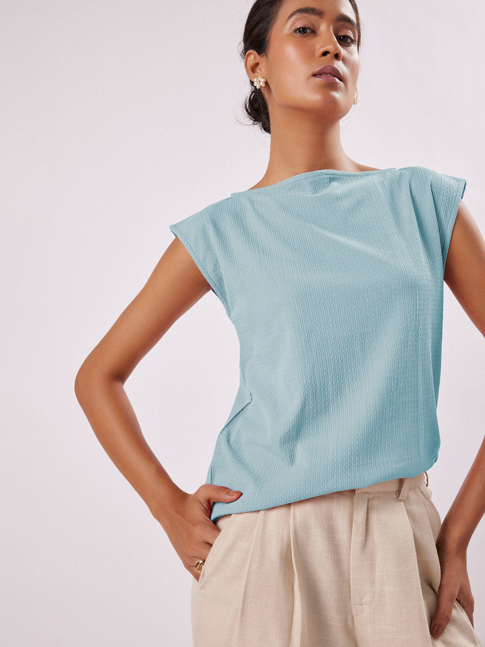 Women's Sky Boat Neck Top