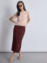 Women's Blush Floral Lace Top
