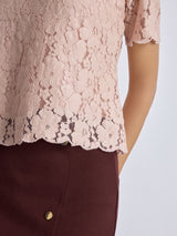 Women's Blush Floral Lace Top