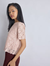 Women's Blush Floral Lace Top