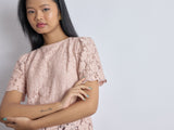 Women's Blush Floral Lace Top