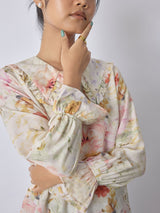Women's Spring Floral Ruffle Collar Shirt
