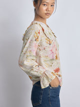 Women's Spring Floral Ruffle Collar Shirt