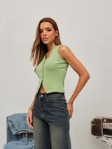 Women's Ribbed V-Neck Cotton Top