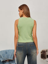 Women's Ribbed V-Neck Cotton Top