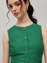 Women's Round Neck Sleeveless Cotton Top