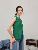 Women's Round Neck Sleeveless Cotton Top