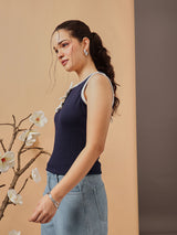 Women's Round Neck Cotton Tank Bow Top