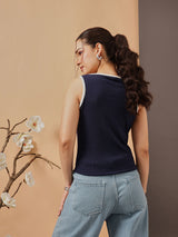 Women's Round Neck Cotton Tank Bow Top
