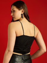 Women's Embellished Net Crop Top