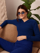 Women's Self Design V-Neck Knitted Top
