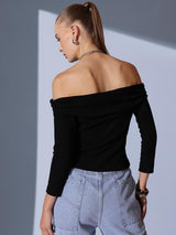 Women's Off-Shoulder Solid Bardot Top