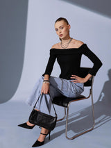 Women's Off-Shoulder Solid Bardot Top