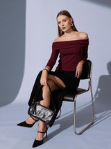Women's Off-Shoulder Solid Bardot Top