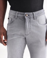 Men's Grey Casual Slim Fit Solid Jeans