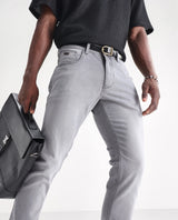 Men's Grey Casual Slim Fit Solid Jeans
