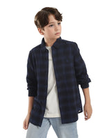 Boys Blue Casual Regular Fit Checked Full Sleeves Shirt
