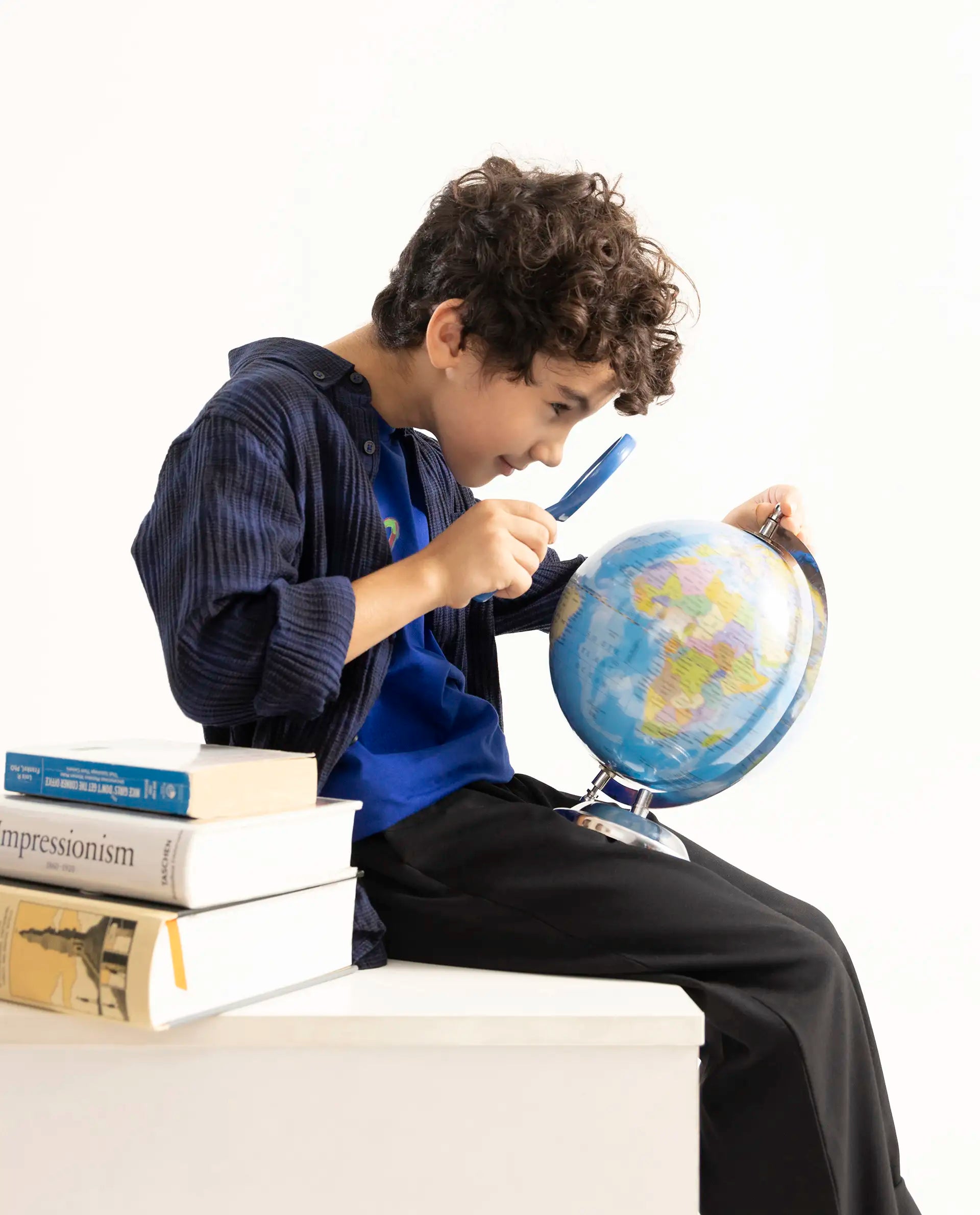 Boys Blue Casual Regular Fit Checked Full Sleeves Shirt