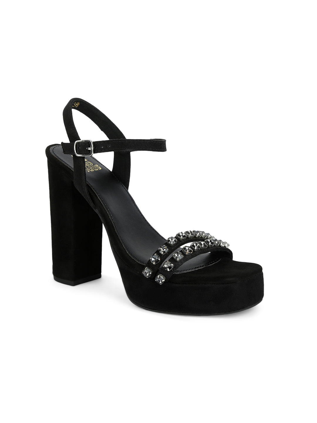 Women's Black Casual Suede Ankle Strap