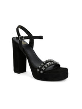 Women's Black Casual Suede Ankle Strap