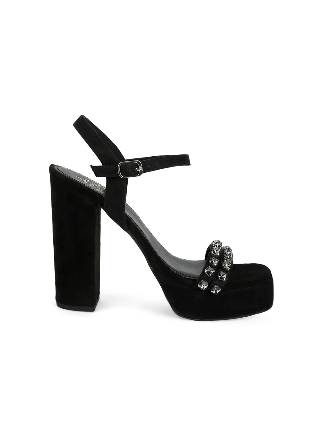 Women's Black Casual Suede Ankle Strap