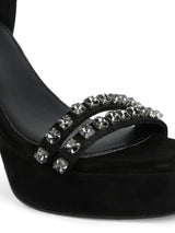 Women's Black Casual Suede Ankle Strap