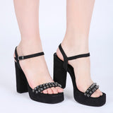 Women's Black Casual Suede Ankle Strap