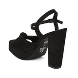 Women's Black Casual Suede Ankle Strap