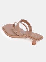 Women's Beige Casual Leather Kitten Heels