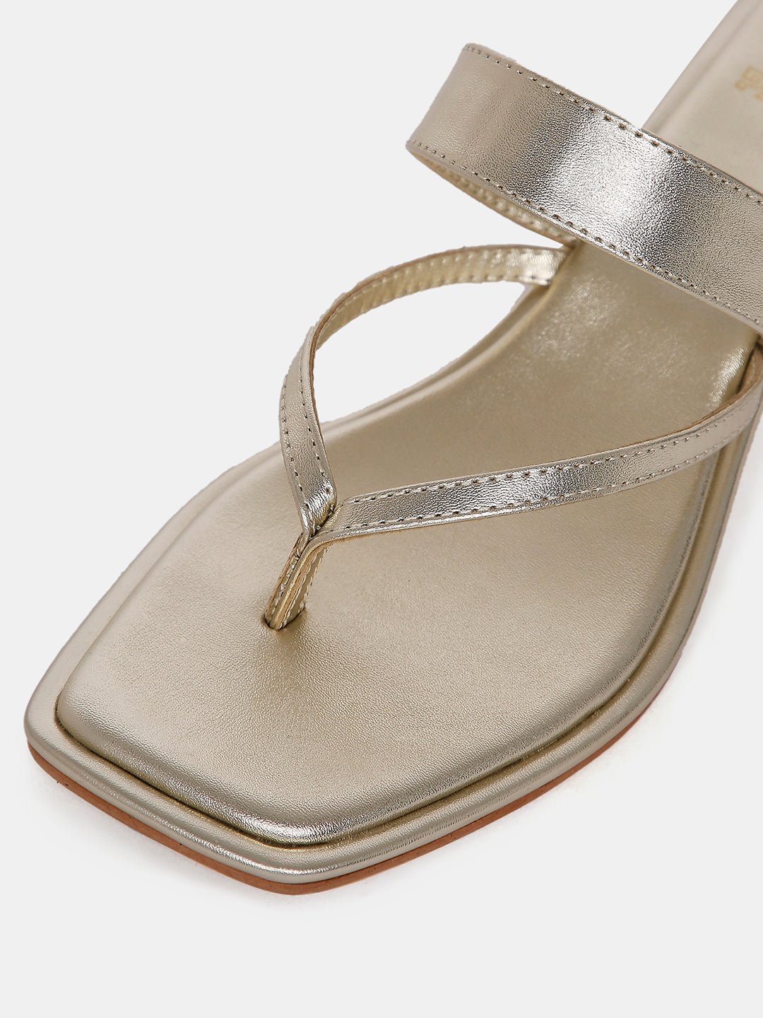 Women's Gold Casual Leather Kitten Heels