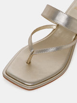 Women's Gold Casual Leather Kitten Heels