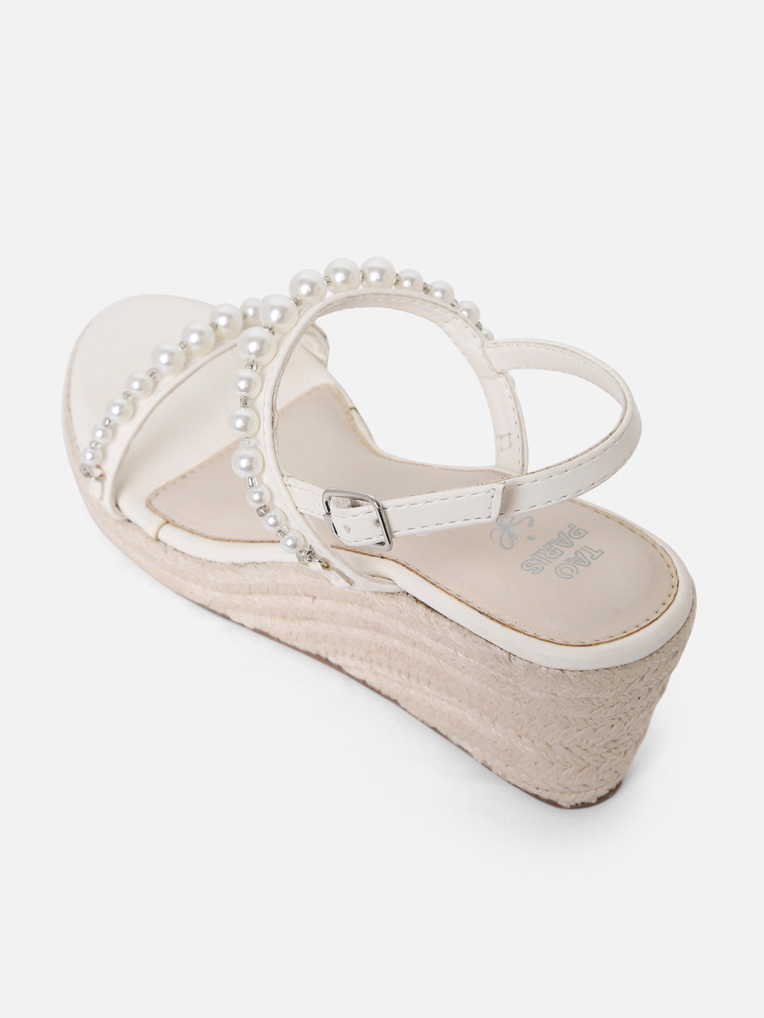 Women's Off White Casual Leather Wedges