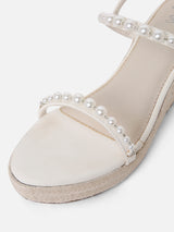 Women's Off White Casual Leather Wedges