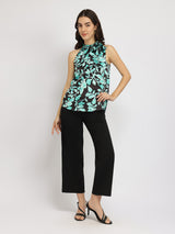 Women's Multicolor Work Printed Regular Fit Sleeveless Top