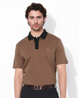 Men's Brown Casual Regular Fit Solid Half Sleeves Polo Tshirt
