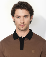 Men's Brown Casual Regular Fit Solid Half Sleeves Polo Tshirt