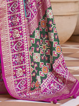 Women's Silk Blend Blue Woven Design Designer Saree with Blouse Piece