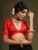 Women's Silk Blend Green Woven Design Designer Saree with Blouse Piece