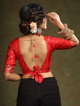 Women's Silk Blend Navy Woven Design Designer Saree with Blouse Piece
