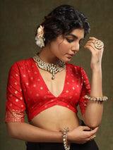 Women's Silk Blend Green Woven Design Designer Saree with Blouse Piece