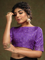 Women's Silk Blend Pink Woven Design Designer Saree with Blouse Piece