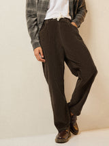 Men's Olive Casual Regular Fit Striped Chinos