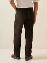 Men's Olive Casual Regular Fit Striped Chinos