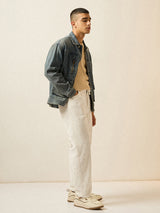 Men's White Casual Regular Fit Striped Chinos