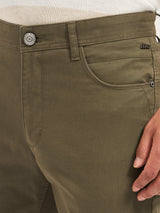 Men's Olive Casual Slim Fit Solid Trouser