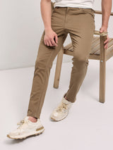 Men's Brown Casual Slim Fit Solid Trouser