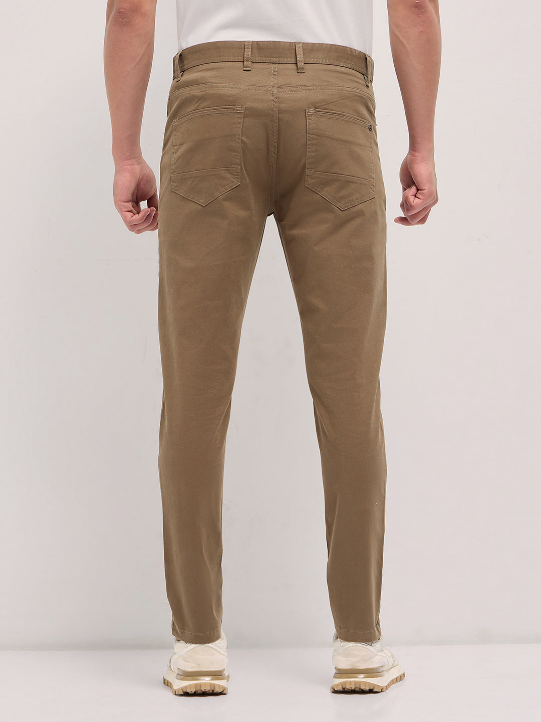 Men's Brown Casual Slim Fit Solid Trouser