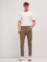 Men's Brown Casual Slim Fit Solid Trouser